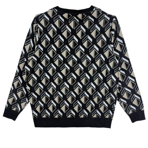 Shaquille O'Neal XLG Men's Pullover Black Tan Geometric Sweater Size 2XL NWT - Picture 2 of 9